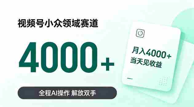 视频号小众领域赛道，月入4k＋当天见收益，全程Ai操作，解放双手！【揭秘】-湘创网