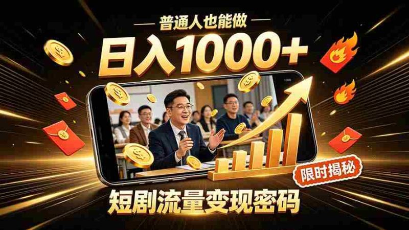(19631期)一部手机做短剧分发,不用真人出镜、不用拍摄剧本,快手流量变现日赚千元-湘创网