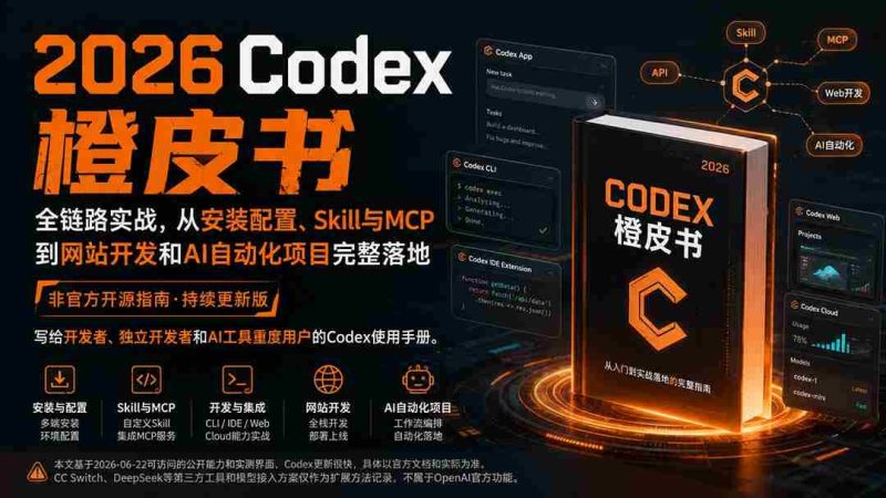 （20105期）2026Codex橙皮书：全链路实战，从安装配置、Skill与MCP到网站开发和AI自动化项目完整落地-湘创网