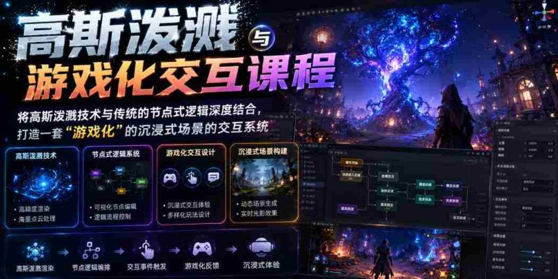 高斯泼溅与游戏化交互课程，将高斯泼溅技术与传统的节点式逻辑深度结合，打造一套“游戏化”的沉浸式场景的交互系统-湘创网