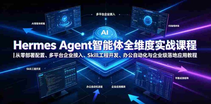 Hermes Agent智能体全维度实战课程|从零部署配置、多平台企业接入、Skill工程开发、办公自动化与企业级落地应用教程-湘创网