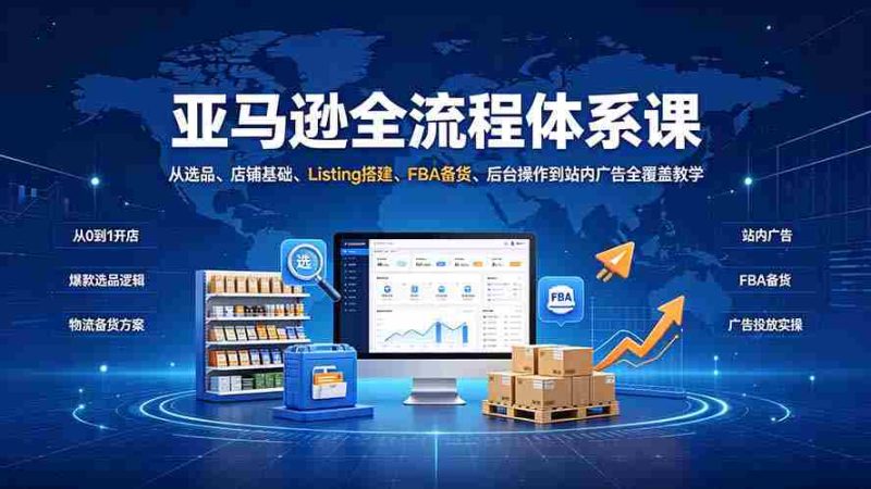 (19409期)亚马逊全流程体系课:从选品、店铺基础、Listing搭建、FBA备货、后台操作到站内广告全覆盖教学-湘创网