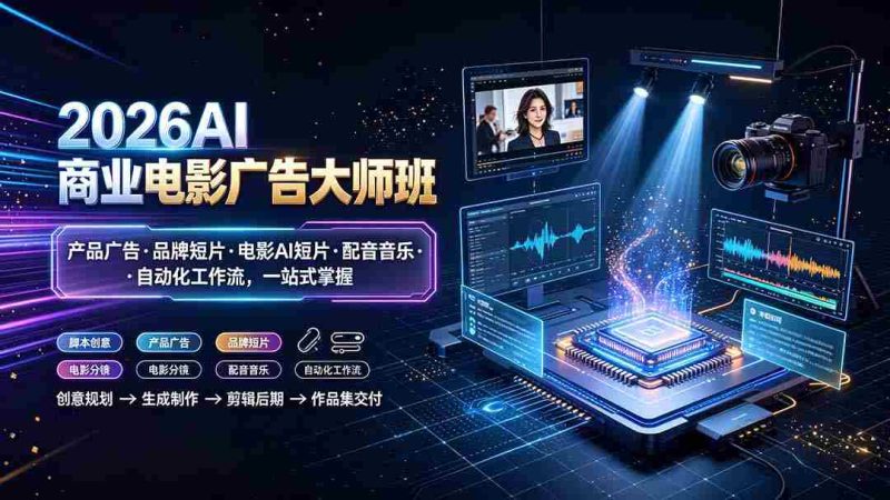 (19303期)2026AI商业电影广告大师班:产品广告·品牌短片·电影AI短片·配音音乐·自动化工作流,一站式掌握-湘创网