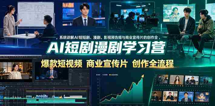 AI短剧漫剧学习营,系统讲解AI短剧、漫剧、影视预告片、爆款短视频与商业宣传片的创作全流程