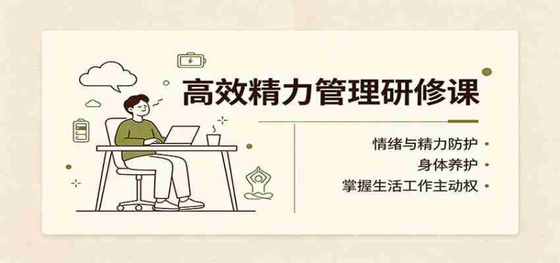 高效精力管理研修课:情绪与精力防护,身体养护,掌握生活工作主动权-湘创网