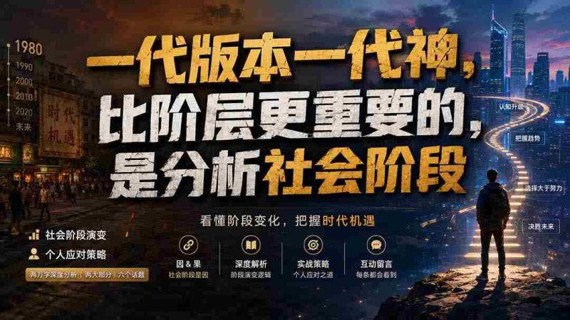 (19745期)付费文章:一代版本一代神,比阶层更重要的,是分析社会阶段-湘创网
