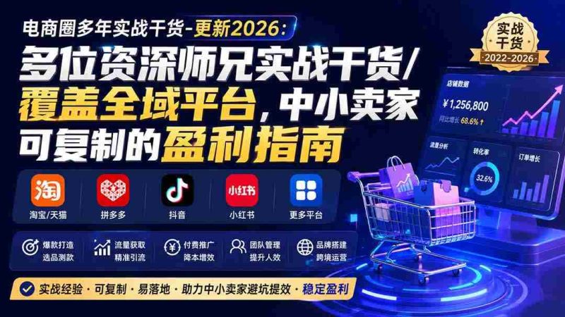 （20159期）电商圈多年实战干货-更新2026：多位资深师兄实战干货/覆盖全域平台，中小卖家可复制的盈利指南-湘创网