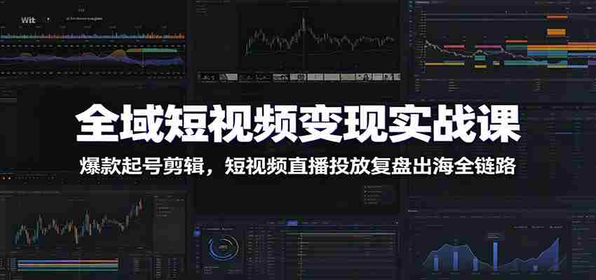 全域短视频变现实战课：爆款起号剪辑，短视频直播投放复盘出海全链路-湘创网