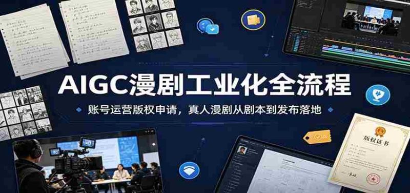 AIGC漫剧工业化全流程:账号运营版权申请,真人漫剧从剧本到发布落地-湘创网