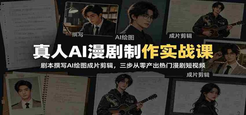 真人AI漫剧制作实战课:剧本撰写AI绘图成片剪辑,三步从零产出热门漫剧短视频-湘创网