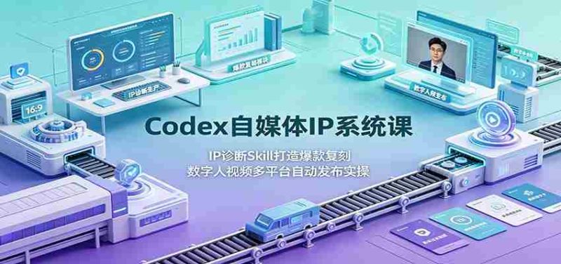 Codex自媒体IP系统课:IP诊断Skill打造爆款复刻,数字人视频多平台自动发布实操-湘创网