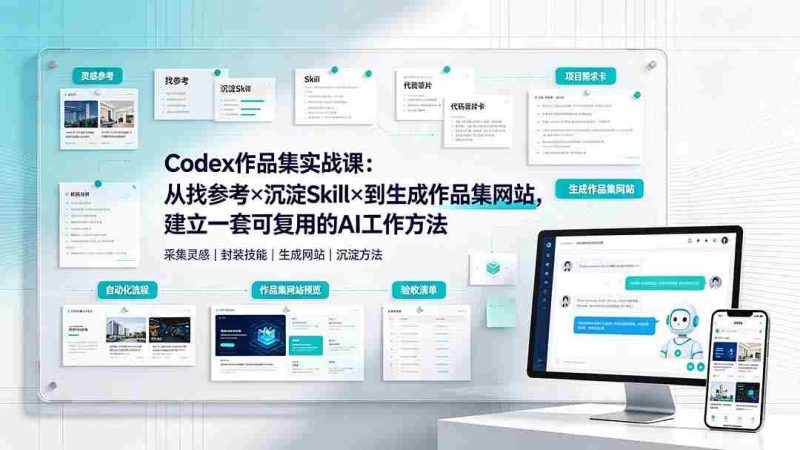 (19361期)Codex作品集实战课:从找参考×沉淀Skill×到生成作品集网站,建立一套可复用的AI工作方法-湘创网