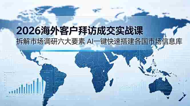 (18992期)2026海外客户拜访成交实战课:拆解市场调研六大要素,AI一键快速搭建各国市场信息库-湘创网
