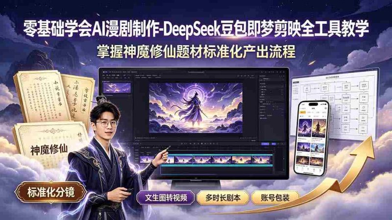(19263期)零基础学会AI漫剧制作-DeepSeek豆包即梦剪映全工具教学,掌握神魔修仙题材标准化产出流程-湘创网