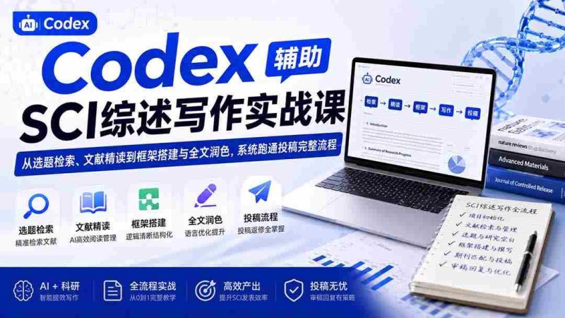 (19751期)Codex辅助SCI综述写作实战课——从选题检索、文献精读到框架搭建与全文润色,系统跑通投稿完整流程-湘创网