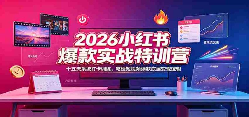 2026小红书爆款实战特训营:十五天系统打卡训练,吃透短视频爆款底层变现逻辑-湘创网