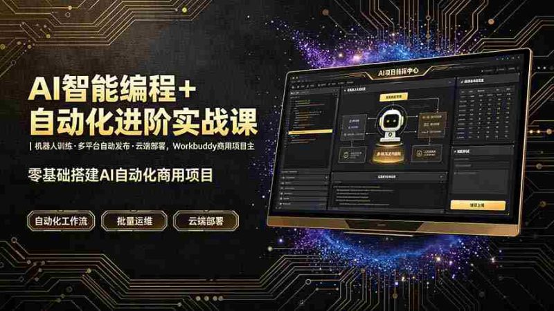 (19246期)AI智能编程+自动化进阶实战课|机器人训练·多平台自动发布·云端部署,Workbuddy商用项目全流程教学-湘创网