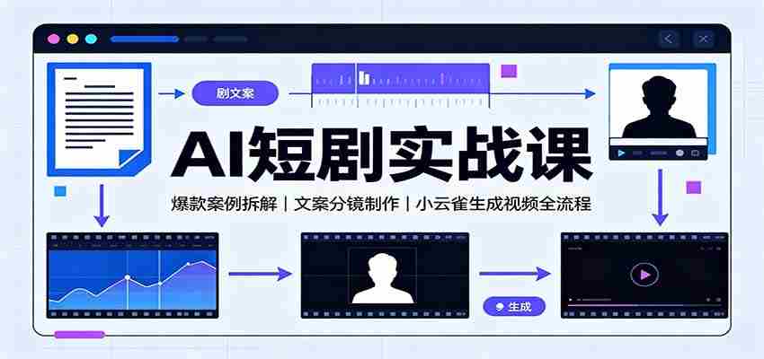 AI短剧实战课：爆款案例拆解，文案分镜制作，小云雀生成视频全流程-湘创网