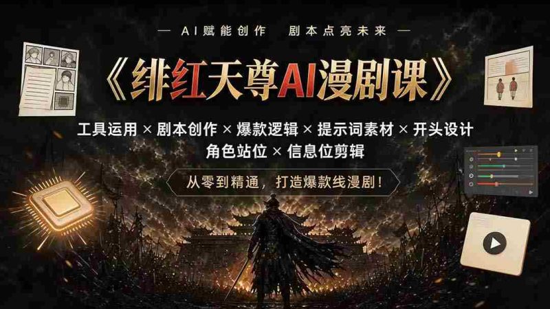 (19597期)绯红天尊AI漫剧课|工具运用×剧本创作×爆款逻辑×提示词素材×开头设计×角色站位×信息位剪辑-湘创网