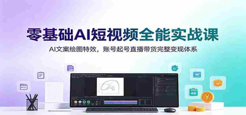 零基础AI短视频全能实战课:AI文案绘图特效,账号起号直播带货完整变现体系-湘创网