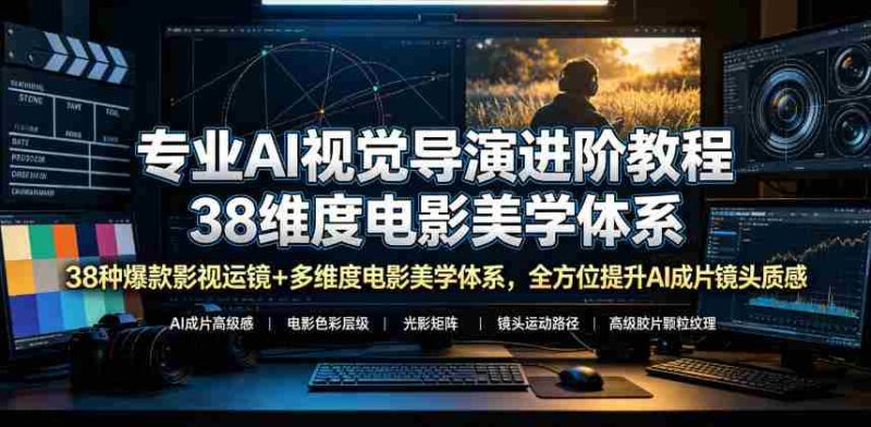专业AI视觉导演进阶教程,38种爆款影视运镜+多维度电影美学体系,全方位提升AI成片高级感与镜头质感-湘创网