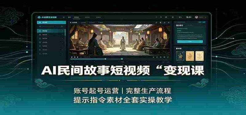 AI民间故事短视频变现课:账号起号运营,完整生产流程,提示指令素材全套实操教学-湘创网