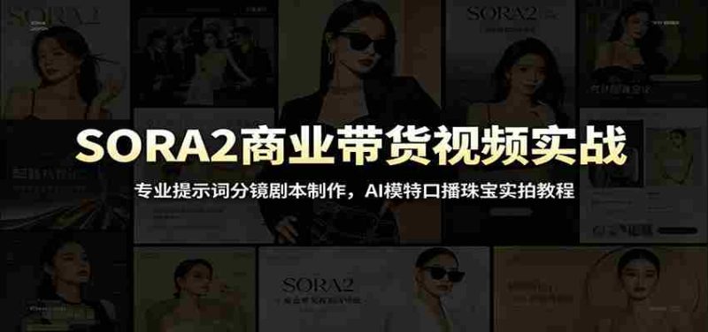SORA2商业带货视频实战:专业提示词分镜剧本制作,AI模特口播珠宝实拍教程-湘创网
