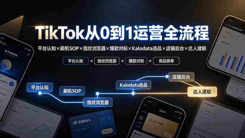(19480期)TikTok从0到1运营全流程:平台认知×刷机SOP×指纹浏览器×爆款对标×Kalodata选品×店铺后台×达人建联-湘创网