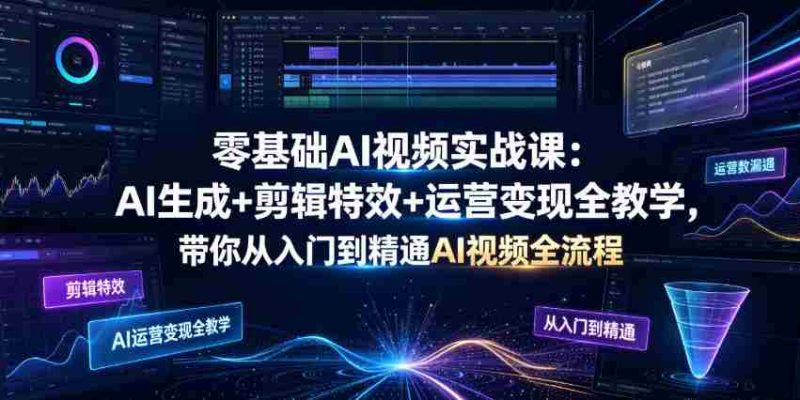 零基础AI视频实战课:AI生成+剪辑特效+运营变现全教学,带你从入门到精通AI视频全流程-湘创网
