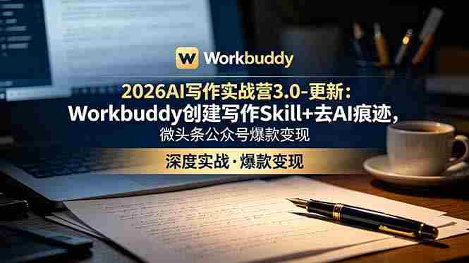 (18995期)2026AI写作实战营3.0-更新:Workbuddy创建写作Skill+去AI痕迹,微头条公众号爆款变现-湘创网