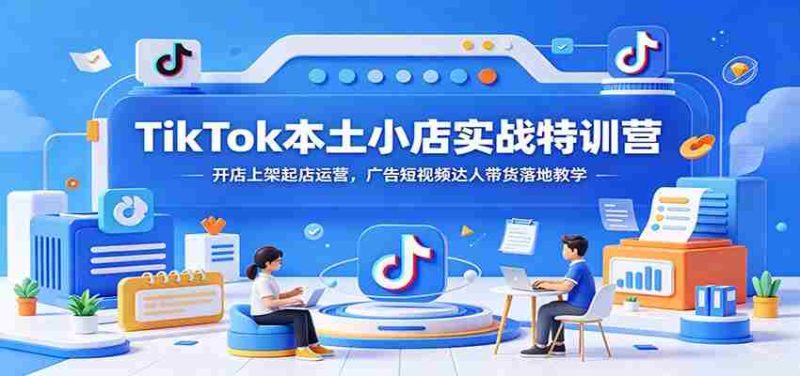 TikTok本土小店实战特训营:开店上架起店运营,广告短视频达人带货落地教学-湘创网