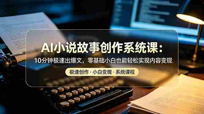 (19053期)AI小说故事创作系统课:10分钟极速出爆文,零基础小白也能轻松实现内容变现-湘创网