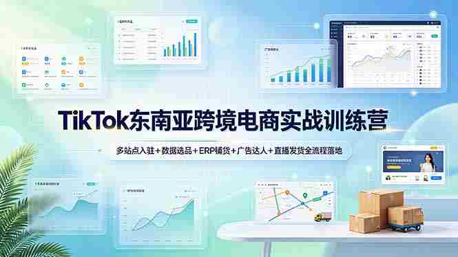 (19155期)TikTok东南亚跨境电商实战训练营:多站点入驻+数据选品+ERP铺货+广告达人+直播发货全流程落地-湘创网