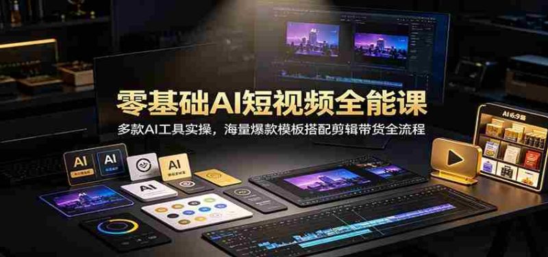 零基础AI短视频全能课:多款AI工具实操,海量爆款模板搭配剪辑带货全流程-湘创网
