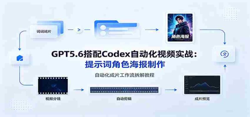 GPT5.6搭配Codex自动化视频实战：提示词角色海报制作，自动化成片工作流拆解教程-湘创网