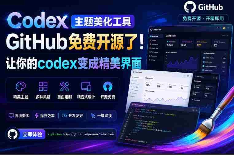 Codex主题美化工具,GitHub免费开源了!让你的codex变成精美界面-湘创网