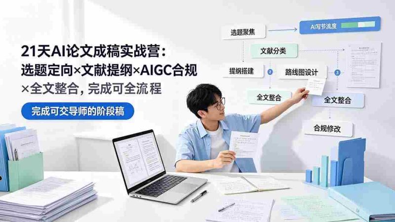 (19334期)21天AI论文成稿实战营:选题定向×文献提纲×AIGC合规×全文整合,完成可交导师的阶段稿-湘创网