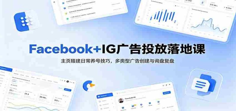 Facebook+IG广告投放落地课:主页搭建日常养号技巧,多类型广告创建与询盘复盘-湘创网