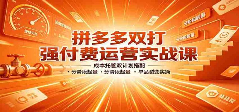 拼多多双打强付费运营实战课:成本托管双计划搭配,分阶段起量,单品裂变实操-湘创网