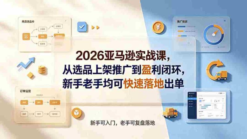（19467期）2026亚马逊实战课，从选品上架推广到盈利闭环，新手老手均可快速落地出单-湘创网