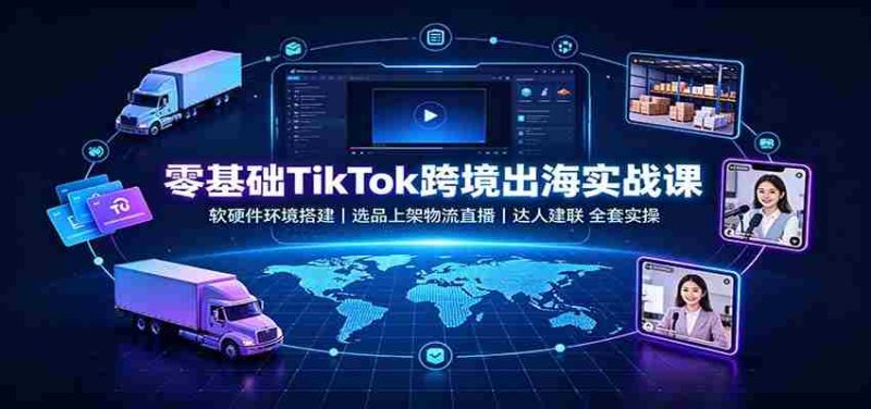 零基础TikTok跨境出海实战课:软硬件环境搭建,选品上架物流直播,达人建联全套实操-湘创网