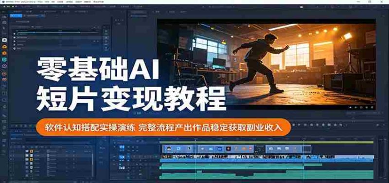 零基础AI短片变现教程:软件认知搭配实操演练,完整流程产出作品稳定获取副业收入-湘创网