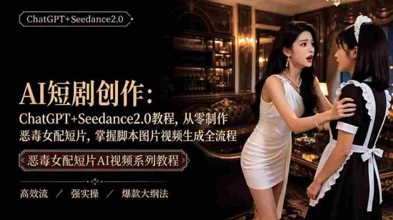 AI短剧从零创作实战课|ChatGPT脚本撰写+Seedance2.0视频生成,恶毒女配短剧全流程教程-湘创网