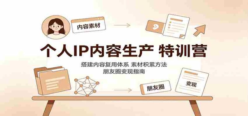 个人IP内容生产特训营:搭建内容复用体系,素材积累方法,朋友圈变现指南-湘创网