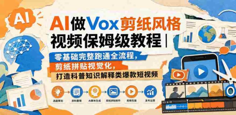 AI做Vox剪纸风格视频保姆级教程|零基础完整跑通全流程,剪纸拼贴视觉化,打造科普知识解释类爆款短视频-湘创网