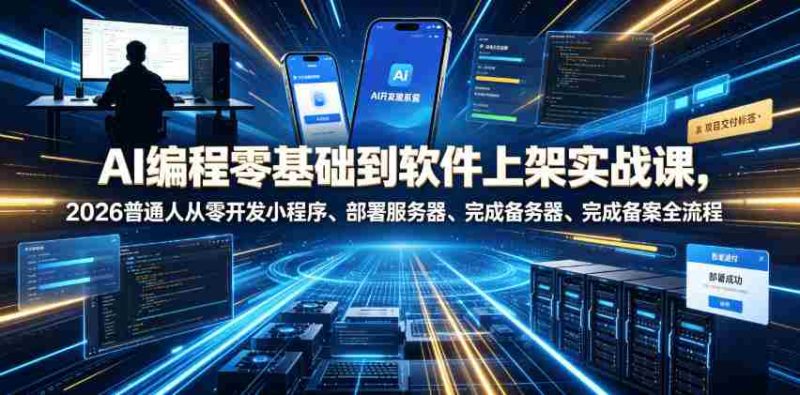 AI编程零基础到软件上架实战课,2026普通人从零开发小程序、部署服务器、完成备案全流程项目落地教程-湘创网