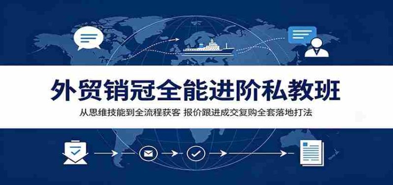 外贸销冠全能进阶私教班:从思维技能到全流程获客,报价跟进成交复购全套落地打法-湘创网