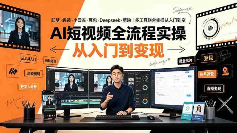 (19250期)AI短视频全流程实操:即梦·蝉镜·小云雀·豆包·Deepseek·剪映|多工具联合实操从入门到变现-湘创网