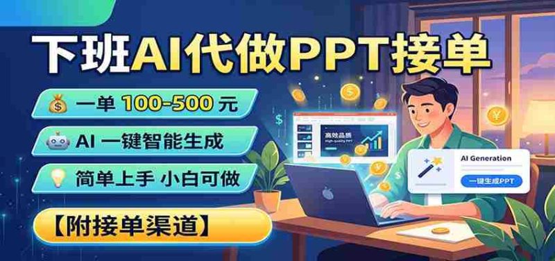 下班AI代做PPT接单，一单100-500，AI一键生成，小白也能做，附接单渠道-湘创网