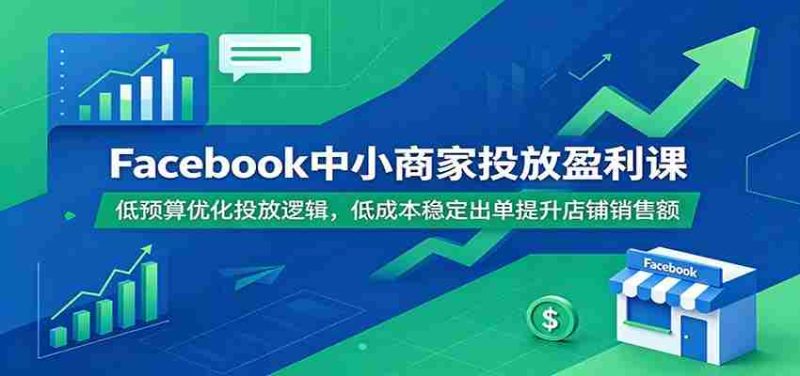 Facebook中小商家投放盈利课:低预算优化投放逻辑,低成本稳定出单提升店铺销售额-湘创网